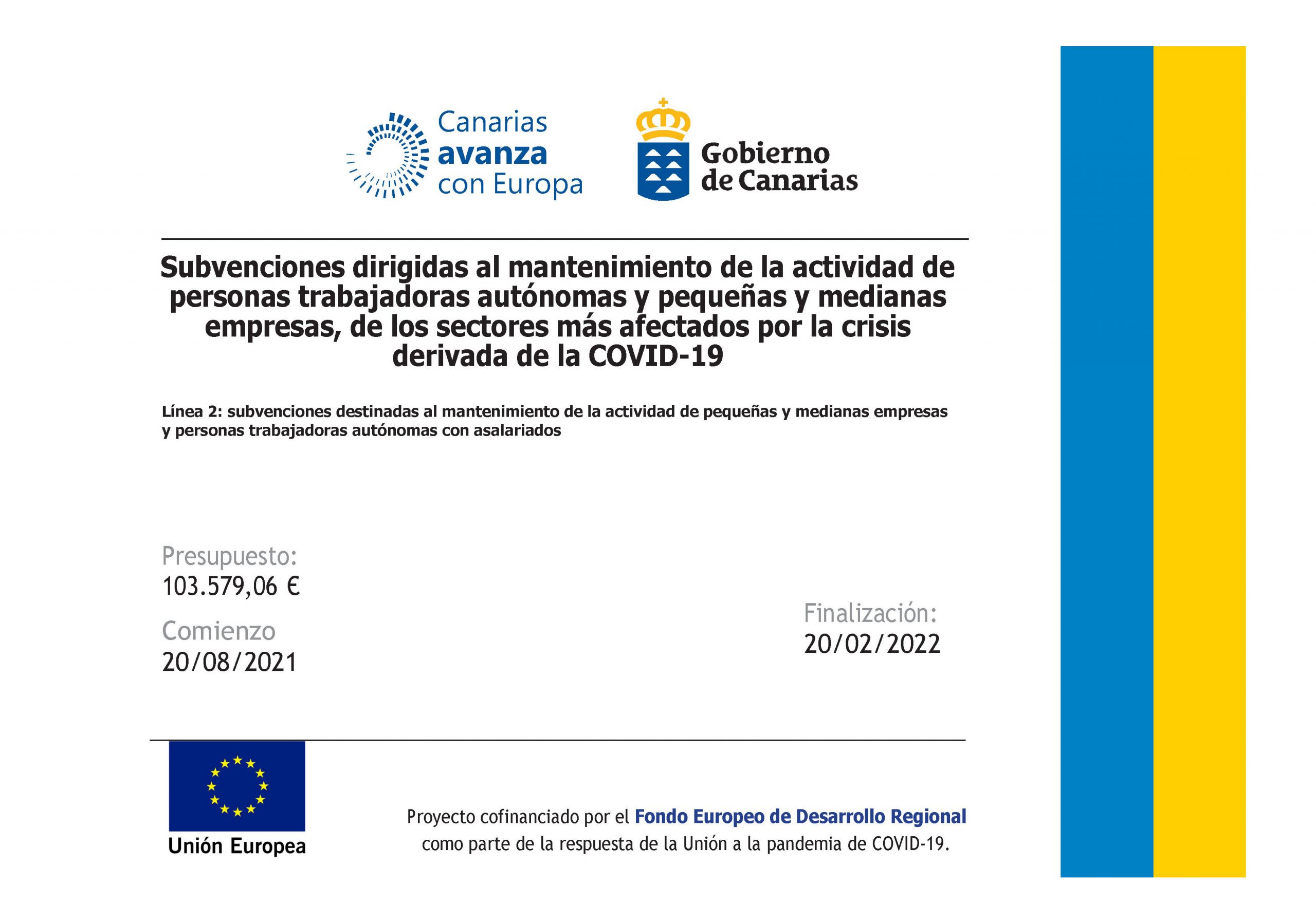 Canarias Avanza con Europa subvenciones destinadas al mantenimiento de la actividad de pequeñas y medianas empresas y personas trabajadoras autónomas con asalariados-new